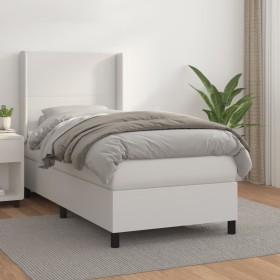 Cama box spring con colchón cuero sintético blanco 100x200 cm de vidaXL, Camas y somieres - Ref: Foro24-3132364, Precio: 367,...