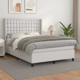 Cama box spring con colchón cuero sintético blanco 140x190 cm de vidaXL, Camas y somieres - Ref: Foro24-3132496, Precio: 572,...