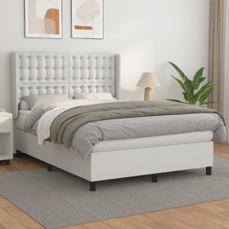 Cama box spring con colchón cuero sintético blanco 140x190 cm de vidaXL, Camas y somieres - Ref: Foro24-3132496, Precio: 572,...