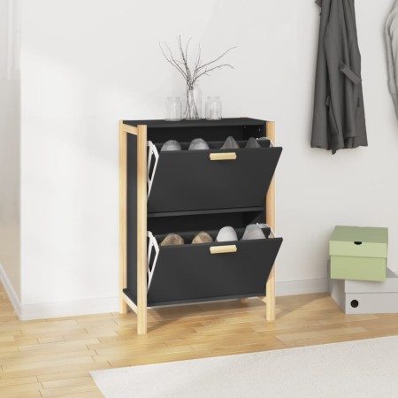 Mueble zapatero madera contrachapada negro 57,5x33x80 cm en Zapateros y organizadores de calzado | Comprar online en Foru.es