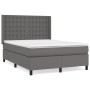 Cama box spring con colchón cuero sintético gris 140x200 cm de vidaXL, Camas y somieres - Ref: Foro24-3132505, Precio: 520,02...