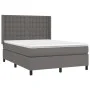 Box spring bed with gray synthetic leather mattress 140x200 cm by vidaXL, Beds and slatted bases - Ref: Foro24-3132505, Price...