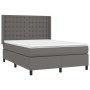 Cama box spring con colchón cuero sintético gris 140x200 cm de vidaXL, Camas y somieres - Ref: Foro24-3132505, Precio: 520,02...