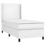 Box spring bed with white synthetic leather mattress 90x190 cm by vidaXL, Beds and slatted bases - Ref: Foro24-3132352, Price...