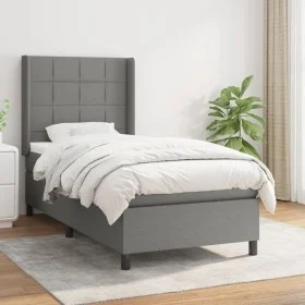 Cama box spring con colchón tela gris oscuro 80x200 cm de vidaXL, Camas y somieres - Ref: Foro24-3131386, Precio: 338,65 €, D...
