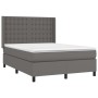 Cama box spring con colchón cuero sintético gris 140x190 cm de vidaXL, Camas y somieres - Ref: Foro24-3132499, Precio: 535,88...