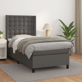 Cama box spring con colchón cuero sintético gris 90x190 cm de vidaXL, Camas y somieres - Ref: Foro24-3132475, Precio: 349,35 ...