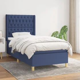 Cama box spring con colchón tela azul 90x200 cm de vidaXL, Camas y somieres - Ref: Foro24-3132207, Precio: 374,65 €, Descuent...