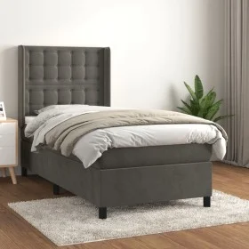 Cama box spring con colchón terciopelo gris oscuro 80x200 cm de vidaXL, Camas y somieres - Ref: Foro24-3132886, Precio: 334,9...
