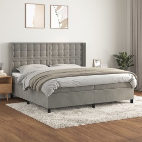 Cama box spring con colchón terciopelo gris claro 200x200 cm de vidaXL, Camas y somieres - Ref: Foro24-3132939, Precio: 627,1...