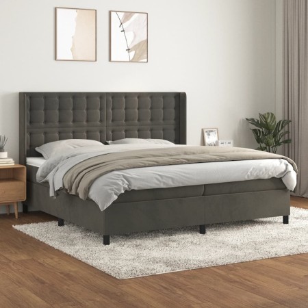 Cama box spring con colchón terciopelo gris oscuro 200x200 cm de vidaXL, Camas y somieres - Ref: Foro24-3132940, Precio: 619,...