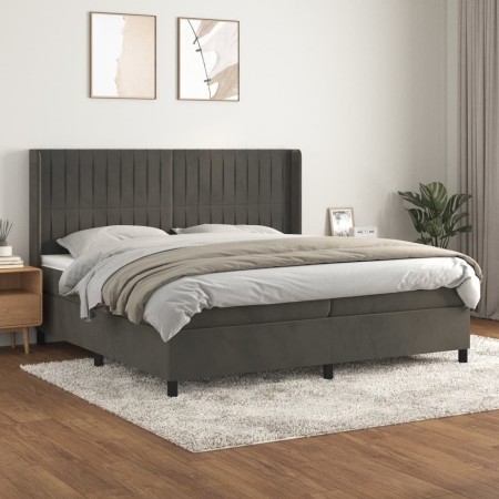 Cama box spring con colchón terciopelo gris oscuro 200x200 cm de vidaXL, Camas y somieres - Ref: Foro24-3132820, Precio: 634,...