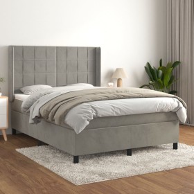 Cama box spring con colchón terciopelo gris claro 140x200 cm de vidaXL, Camas y somieres - Ref: Foro24-3132681, Precio: 500,0...