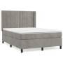Cama box spring con colchón terciopelo gris claro 140x200 cm de vidaXL, Camas y somieres - Ref: Foro24-3132681, Precio: 500,0...
