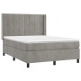 Cama box spring con colchón terciopelo gris claro 140x200 cm de vidaXL, Camas y somieres - Ref: Foro24-3132681, Precio: 500,0...