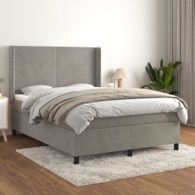 Cama box spring con colchón terciopelo gris claro 140x200 cm de vidaXL, Camas y somieres - Ref: Foro24-3132561, Precio: 498,9...