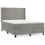 Cama box spring con colchón terciopelo gris claro 140x200 cm de vidaXL, Camas y somieres - Ref: Foro24-3132561, Precio: 498,9...
