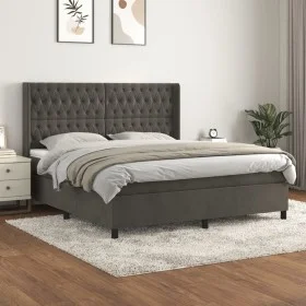 Cama box spring con colchón terciopelo gris oscuro 180x200 cm de vidaXL, Camas y somieres - Ref: Foro24-3132874, Precio: 599,...