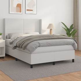 Cama box spring con colchón cuero sintético blanco 140x190 cm de vidaXL, Camas y somieres - Ref: Foro24-3132376, Precio: 552,...
