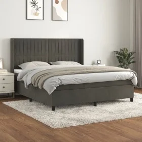 Box spring bed with dark gray velvet mattress 160x200 cm by vidaXL, Beds and slatted bases - Ref: Foro24-3132808, Price: 511,...
