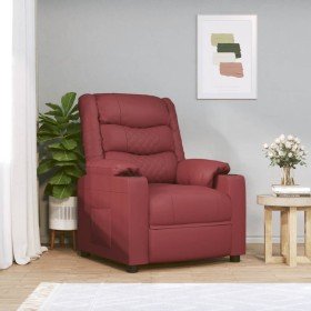 Sillón reclinable de cuero sintético rojo tinto en Sillones | Comprar online en Foru.es