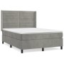 Cama box spring con colchón terciopelo gris claro 140x200 cm de vidaXL, Camas y somieres - Ref: Foro24-3132741, Precio: 484,9...