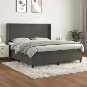 Box spring bed with dark gray velvet mattress 180x200 cm by vidaXL, Beds and slatted bases - Ref: Foro24-3132574, Price: 573,...