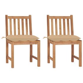 Sillas de jardín 2 unidades madera maciza de teca con cojines en Sillas de jardín | Comprar online en Foru.es