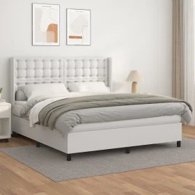 Cama box spring con colchón cuero sintético blanco 180x200 cm de vidaXL, Camas y somieres - Ref: Foro24-3132514, Precio: 613,...