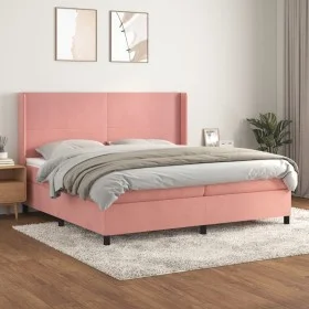 Cama box spring con colchón terciopelo rosa 200x200 cm de vidaXL, Camas y somieres - Ref: Foro24-3132584, Precio: 594,97 €, D...