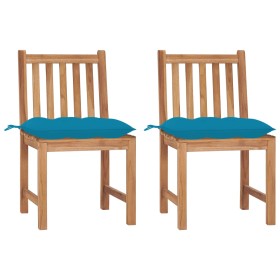 Sillas de jardín 2 unidades madera maciza de teca con cojines en Sillas de jardín | Comprar online en Foru.es