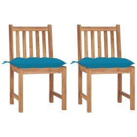 Sillas de jardín 2 unidades madera maciza de teca con cojines en Sillas de jardín | Comprar online en Foru.es