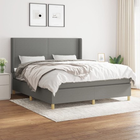 Cama box spring con colchón tela gris oscuro 160x200 cm de vidaXL, Camas y somieres - Ref: Foro24-3131842, Precio: 572,17 €, ...