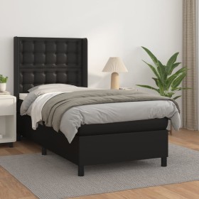 Cama box spring con colchón cuero sintético negro 90x190 cm de vidaXL, Camas y somieres - Ref: Foro24-3132471, Precio: 351,89...