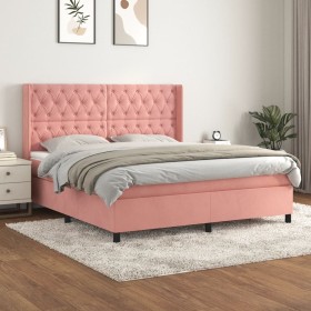 Cama box spring con colchón terciopelo rosa 160x200 cm de vidaXL, Camas y somieres - Ref: Foro24-3132872, Precio: 585,17 €, D...