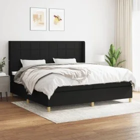 Box spring bed with black fabric mattress 200x200 cm by vidaXL, Beds and slatted bases - Ref: Foro24-3132019, Price: 686,00 €...