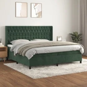 Cama box spring con colchón terciopelo verde oscuro 200x200 cm de vidaXL, Camas y somieres - Ref: Foro24-3132882, Precio: 804...