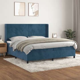 Cama box spring con colchón terciopelo azul oscuro 200x200 cm de vidaXL, Camas y somieres - Ref: Foro24-3132583, Precio: 677,...