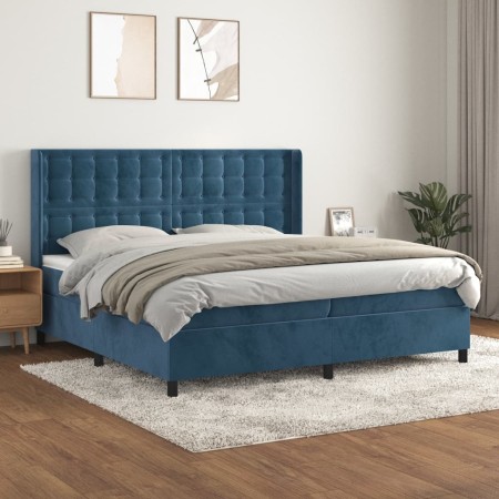 Cama box spring con colchón terciopelo azul oscuro 200x200 cm de vidaXL, Camas y somieres - Ref: Foro24-3132943, Precio: 688,...