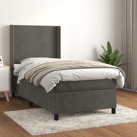 Cama box spring con colchón terciopelo gris oscuro 90x200 cm de vidaXL, Camas y somieres - Ref: Foro24-3132538, Precio: 339,1...