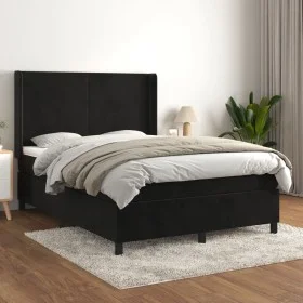 Box spring bed with black velvet mattress 140x190 cm by vidaXL, Beds and slatted bases - Ref: Foro24-3132557, Price: 484,67 €...