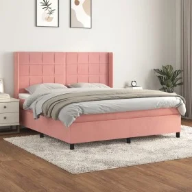 Box spring bed with pink velvet mattress 180x200 cm by vidaXL, Beds and slatted bases - Ref: Foro24-3132698, Price: 573,20 €,...