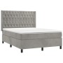 Cama box spring con colchón terciopelo gris claro 140x190 cm de vidaXL, Camas y somieres - Ref: Foro24-3132855, Precio: 557,5...