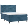 Cama box spring con colchón terciopelo azul oscuro 140x190 cm de vidaXL, Camas y somieres - Ref: Foro24-3132859, Precio: 519,...