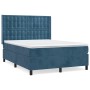 Cama box spring con colchón terciopelo azul oscuro 140x190 cm de vidaXL, Camas y somieres - Ref: Foro24-3132919, Precio: 489,...
