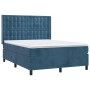 Cama box spring con colchón terciopelo azul oscuro 140x190 cm de vidaXL, Camas y somieres - Ref: Foro24-3132919, Precio: 489,...