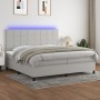 Cama box spring con colchón tela y LED gris claro 200x200 cm de vidaXL, Camas y somieres - Ref: Foro24-3134901, Precio: 706,6...