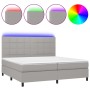 Cama box spring con colchón tela y LED gris claro 200x200 cm de vidaXL, Camas y somieres - Ref: Foro24-3134901, Precio: 706,6...
