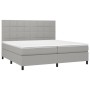 Cama box spring con colchón tela y LED gris claro 200x200 cm de vidaXL, Camas y somieres - Ref: Foro24-3134901, Precio: 706,6...