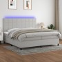 Cama box spring con colchón tela y LED gris claro 200x200 cm de vidaXL, Camas y somieres - Ref: Foro24-3134901, Precio: 706,6...